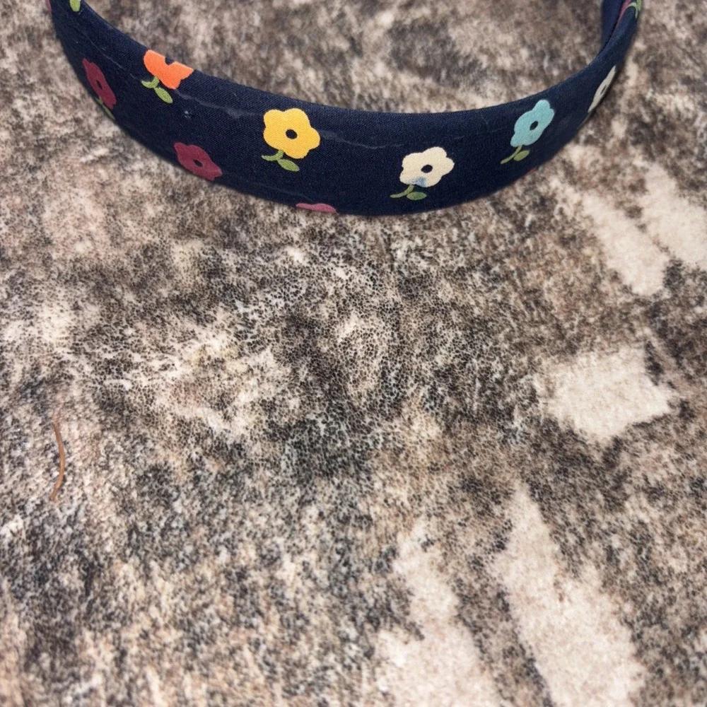 VTG Kids Gap Navy Blue MultiColor Floral Ribbon Dress Sleeveless Size 4 Headband